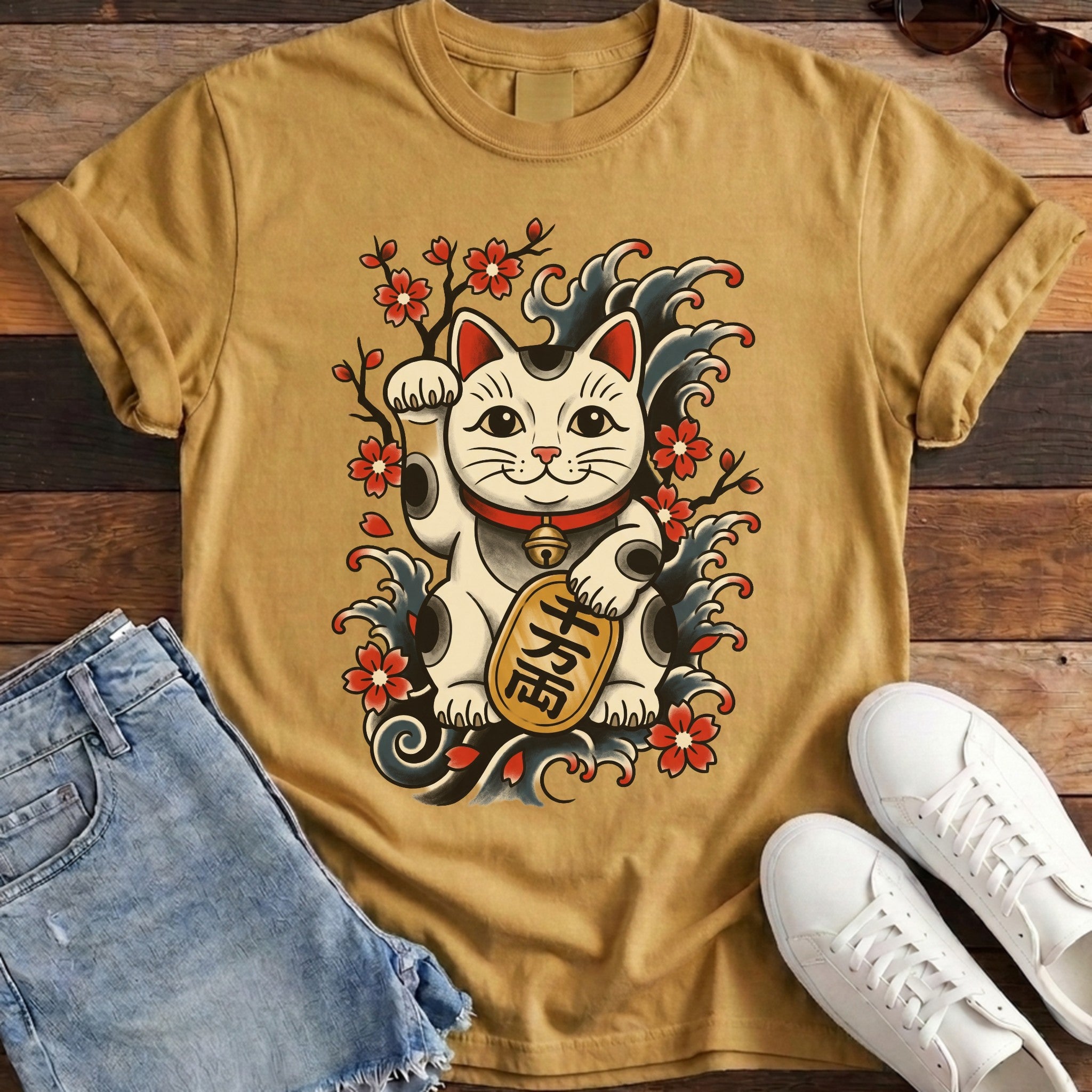 Maneki-Neko Tattoo Flash Tee