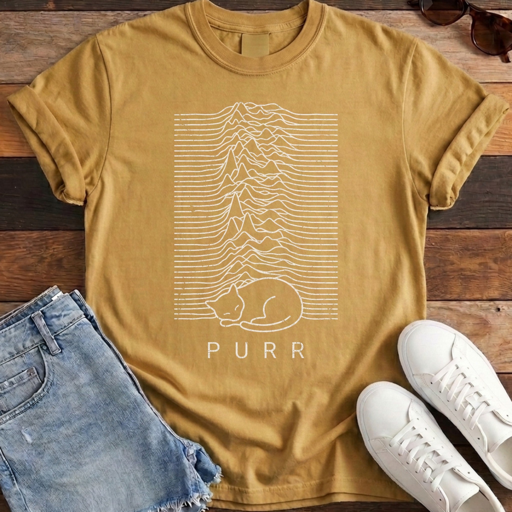 Purr Soundwave Tee - Mustard