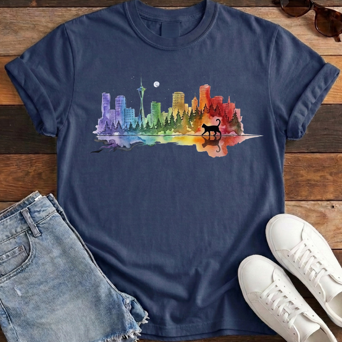 Rainbow City Cat Tee