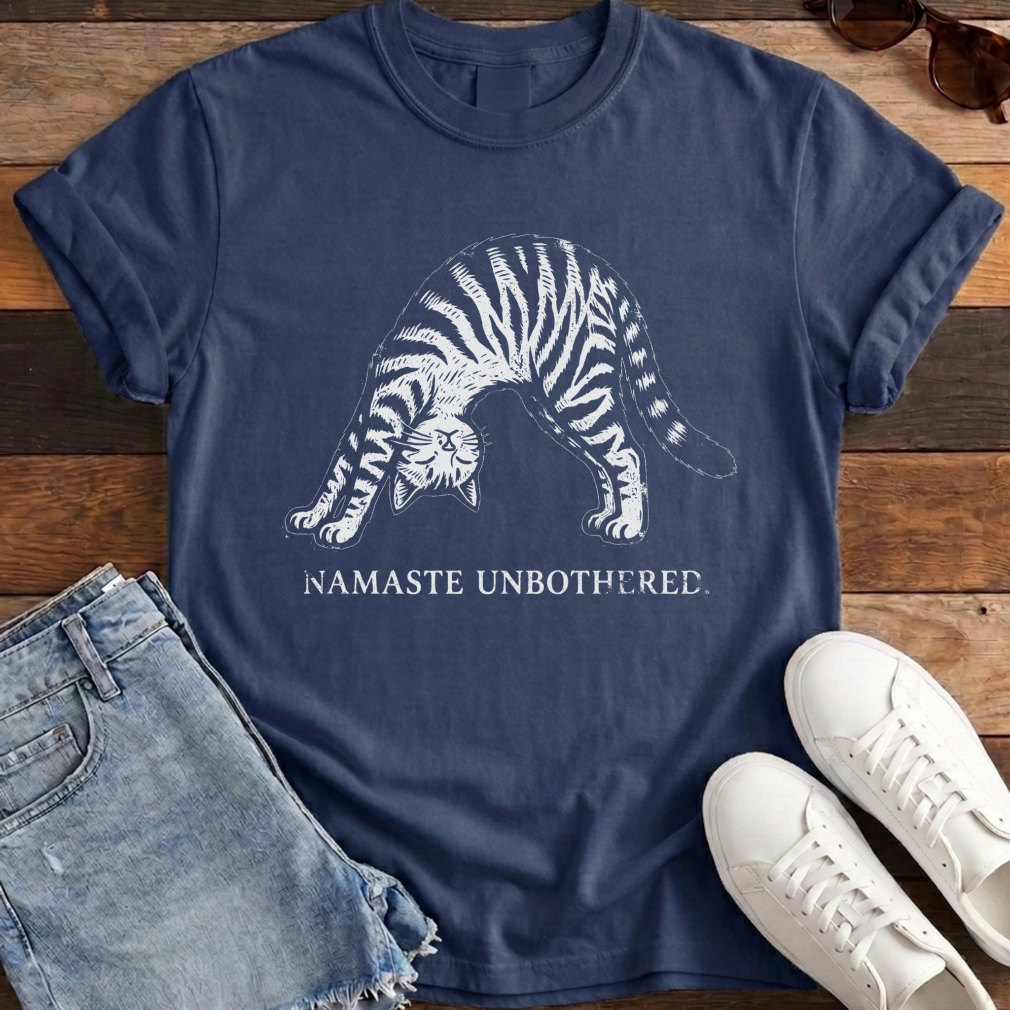 Namaste Unbothered Tee - Navy