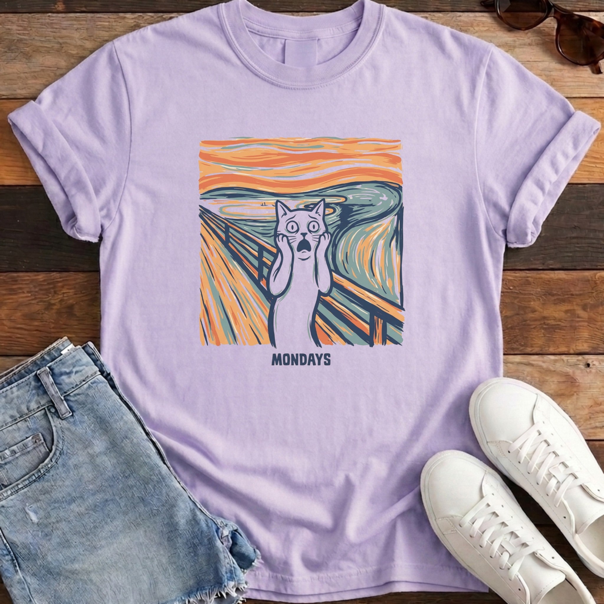 Mondays Artistic Cat Tee