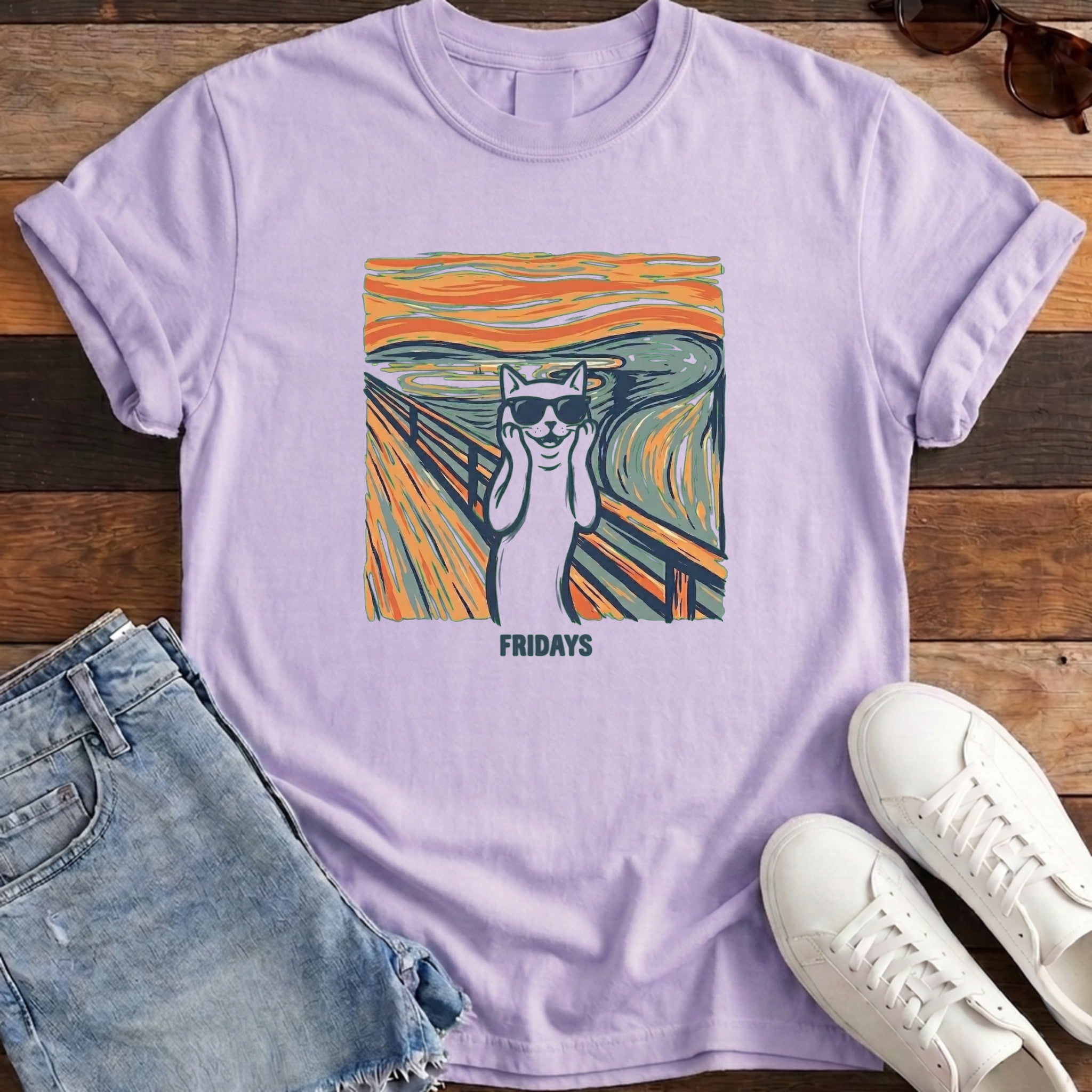 Fridays Cat Tee - Orchid