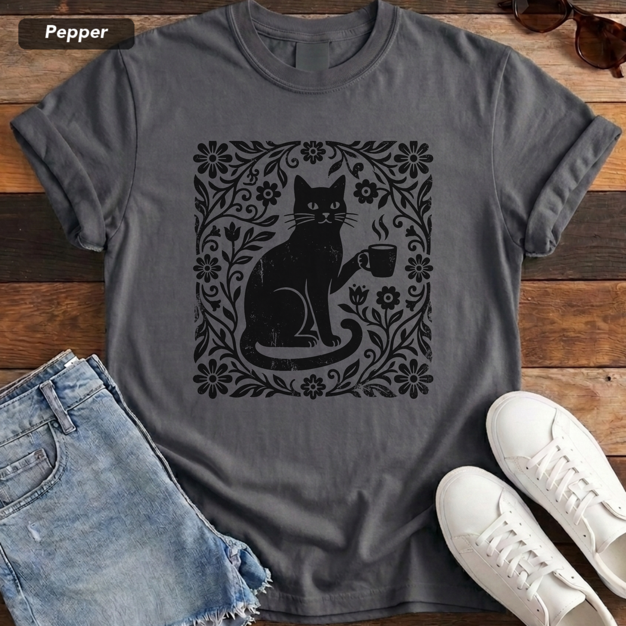Floral Feline Vintage Tee