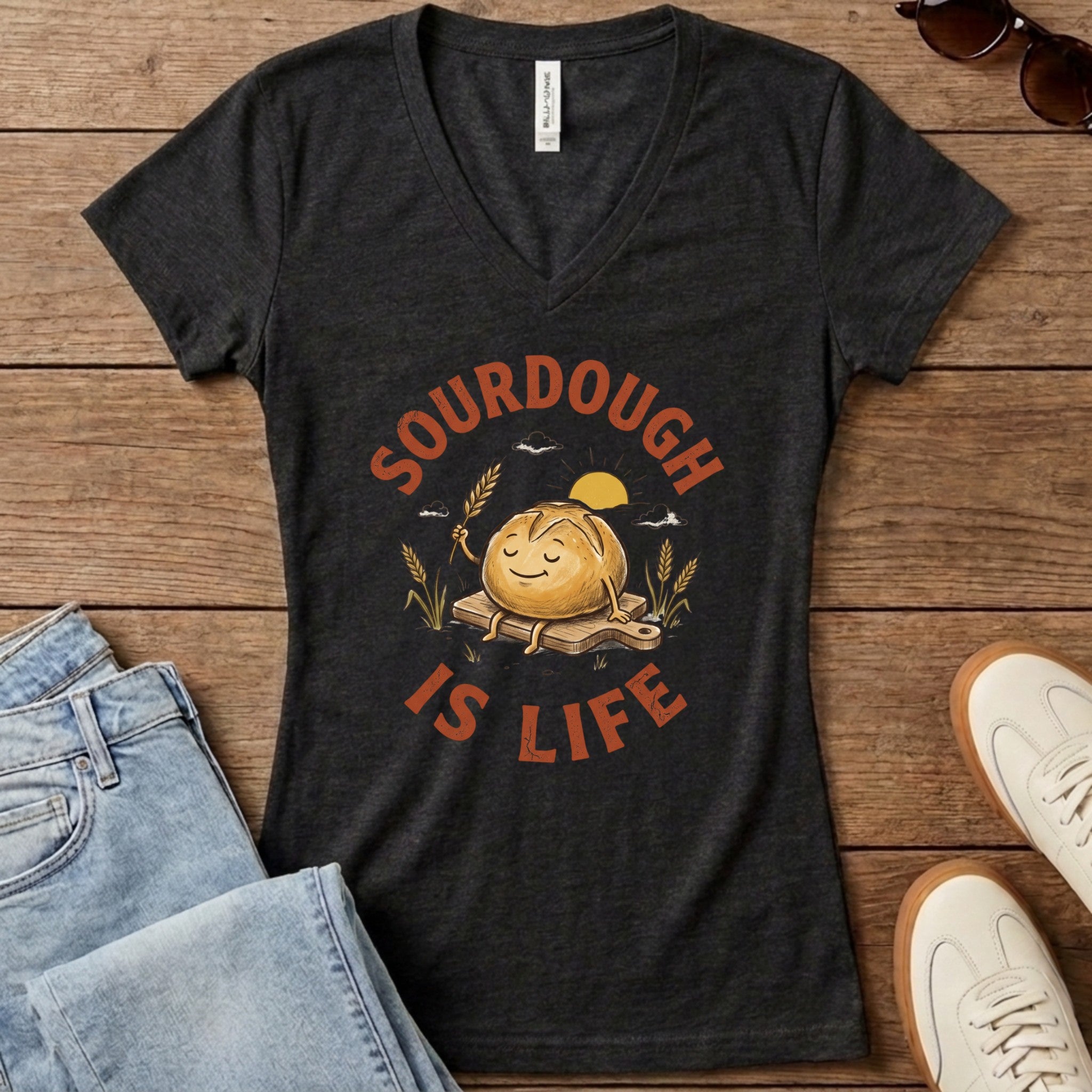 Sourdough Is Life Women's V-Neck - Dark Grey Heather