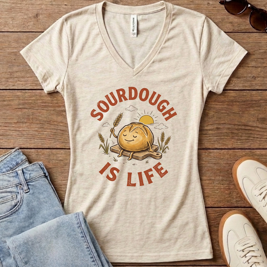 Sourdough Is Life Women's V-Neck - Heather Dust