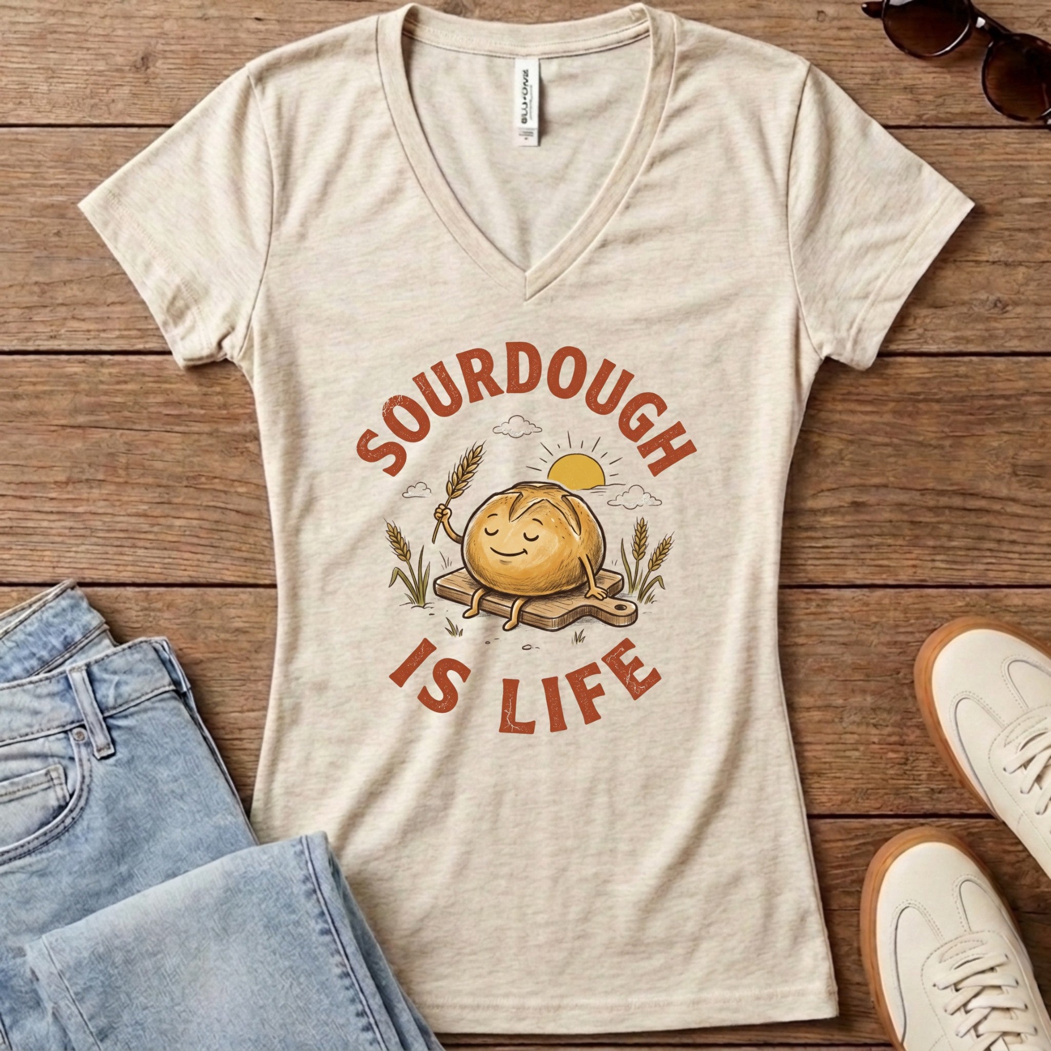 Sourdough Is Life Women's V-Neck - Heather Dust