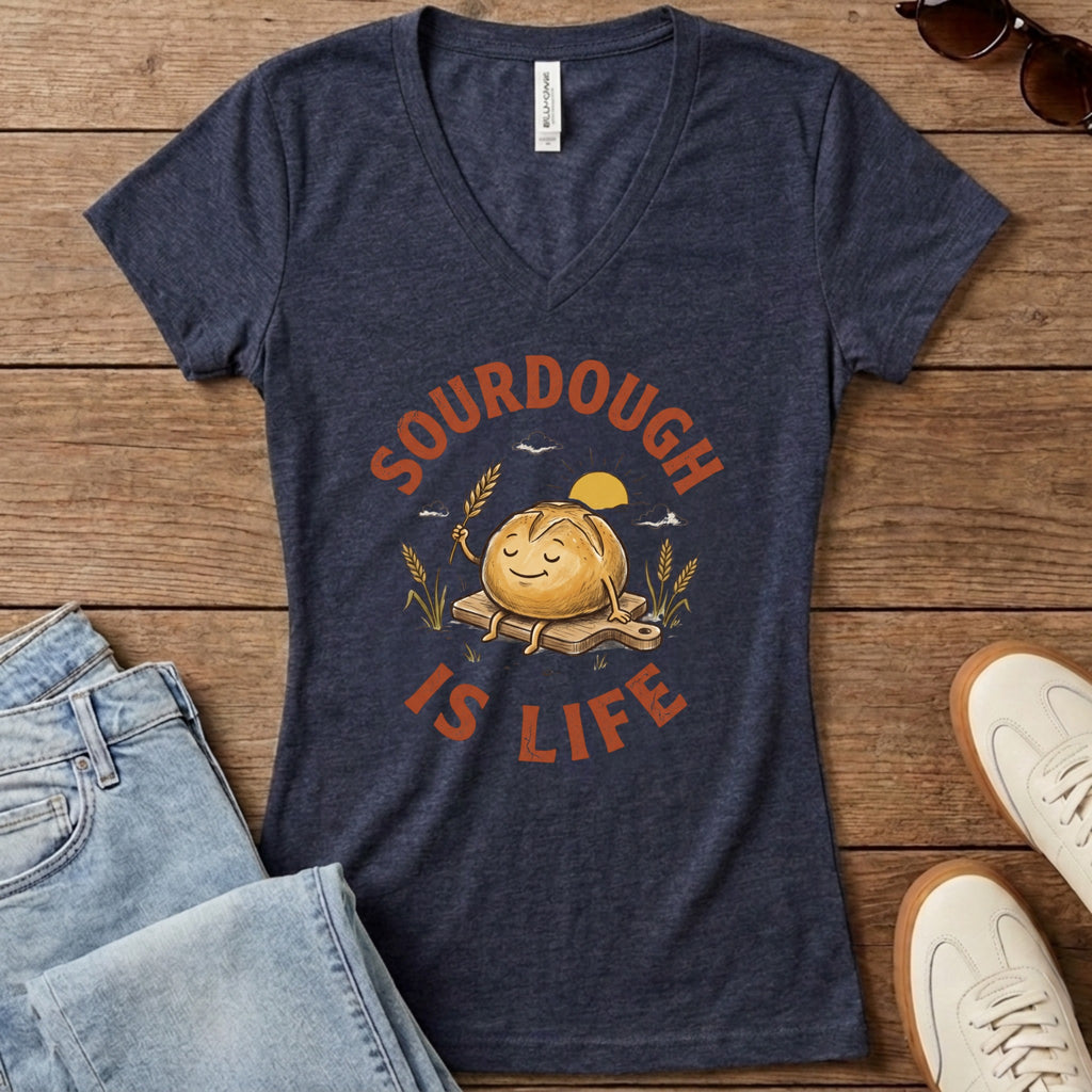 Sourdough Is Life Women's V-Neck - Heather Navy