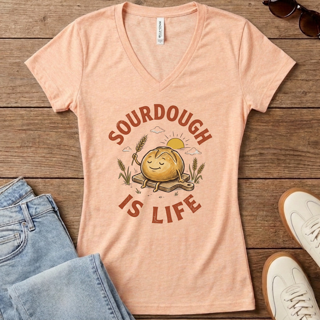 Sourdough Is Life Women's V-Neck - Heather Peach