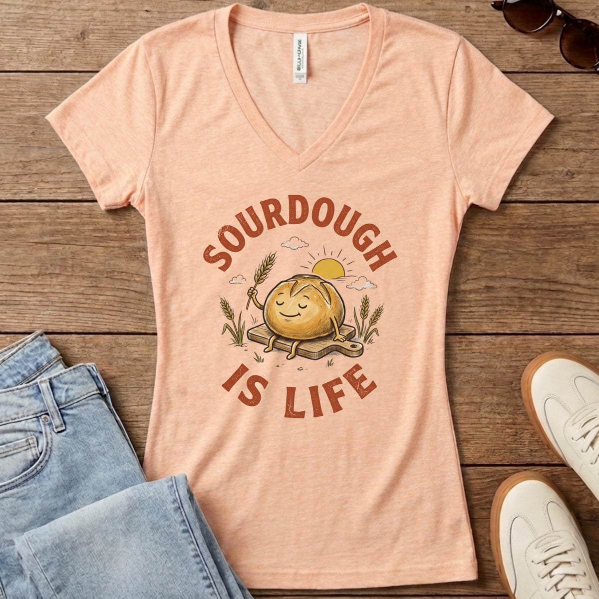 Sourdough Is Life Women's V-Neck - Heather Peach