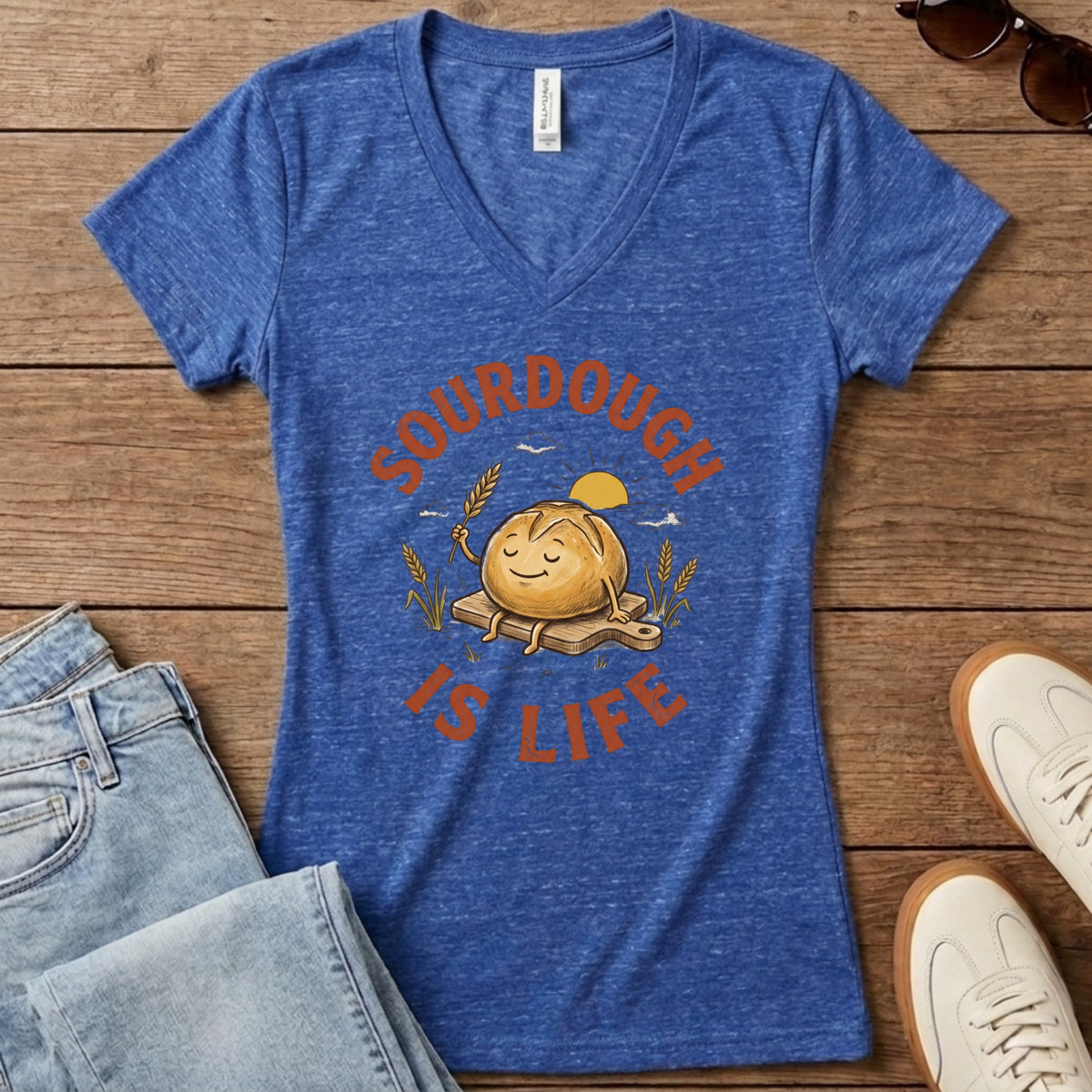 Sourdough Is Life Women's V-Neck - Heather True Royal