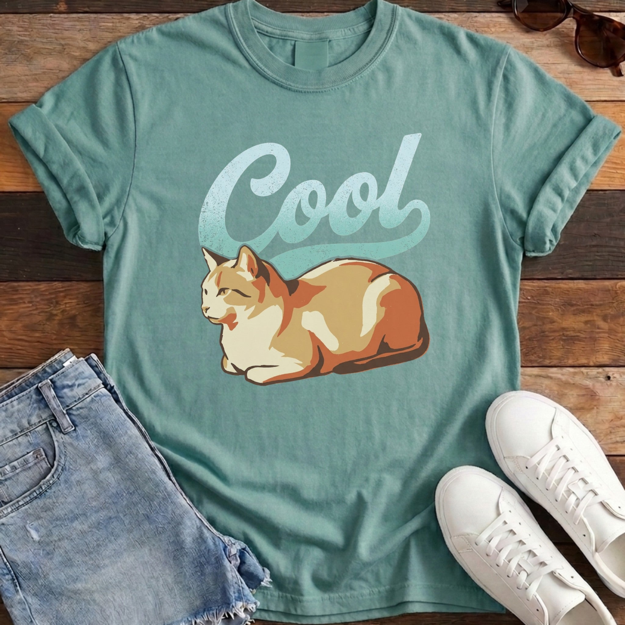 Cool Cat Tee - Seafoam