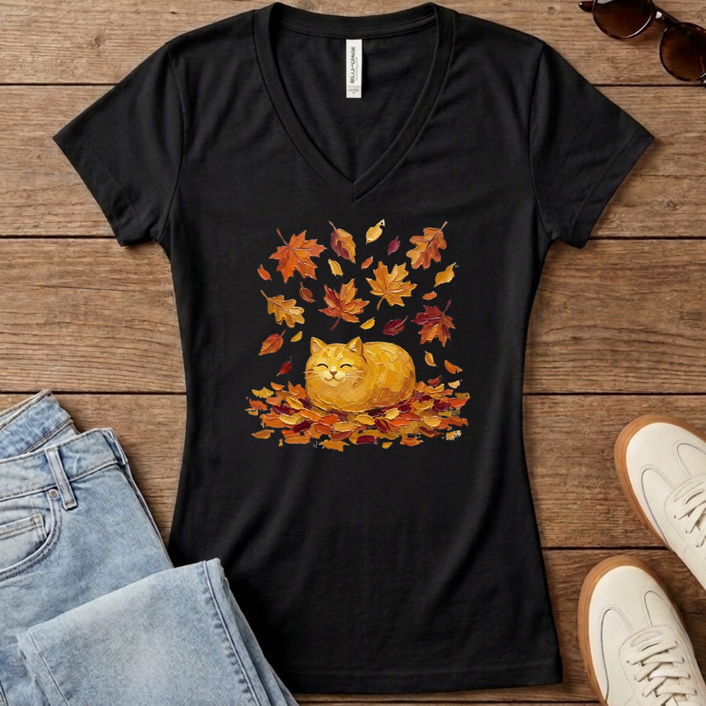 Autumn Loaf Cat Women's V-Neck