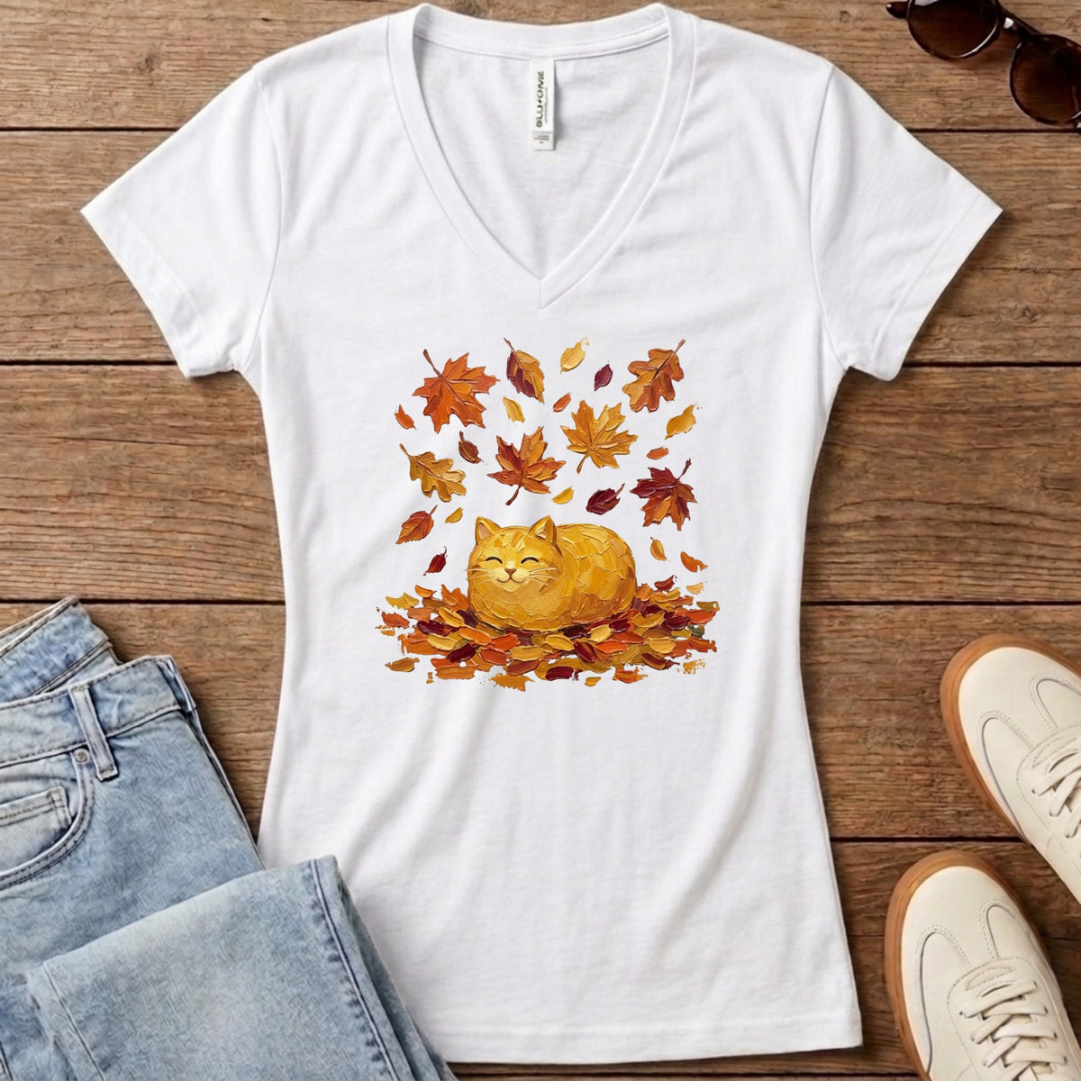 Autumn Loaf Cat Women's V-Neck