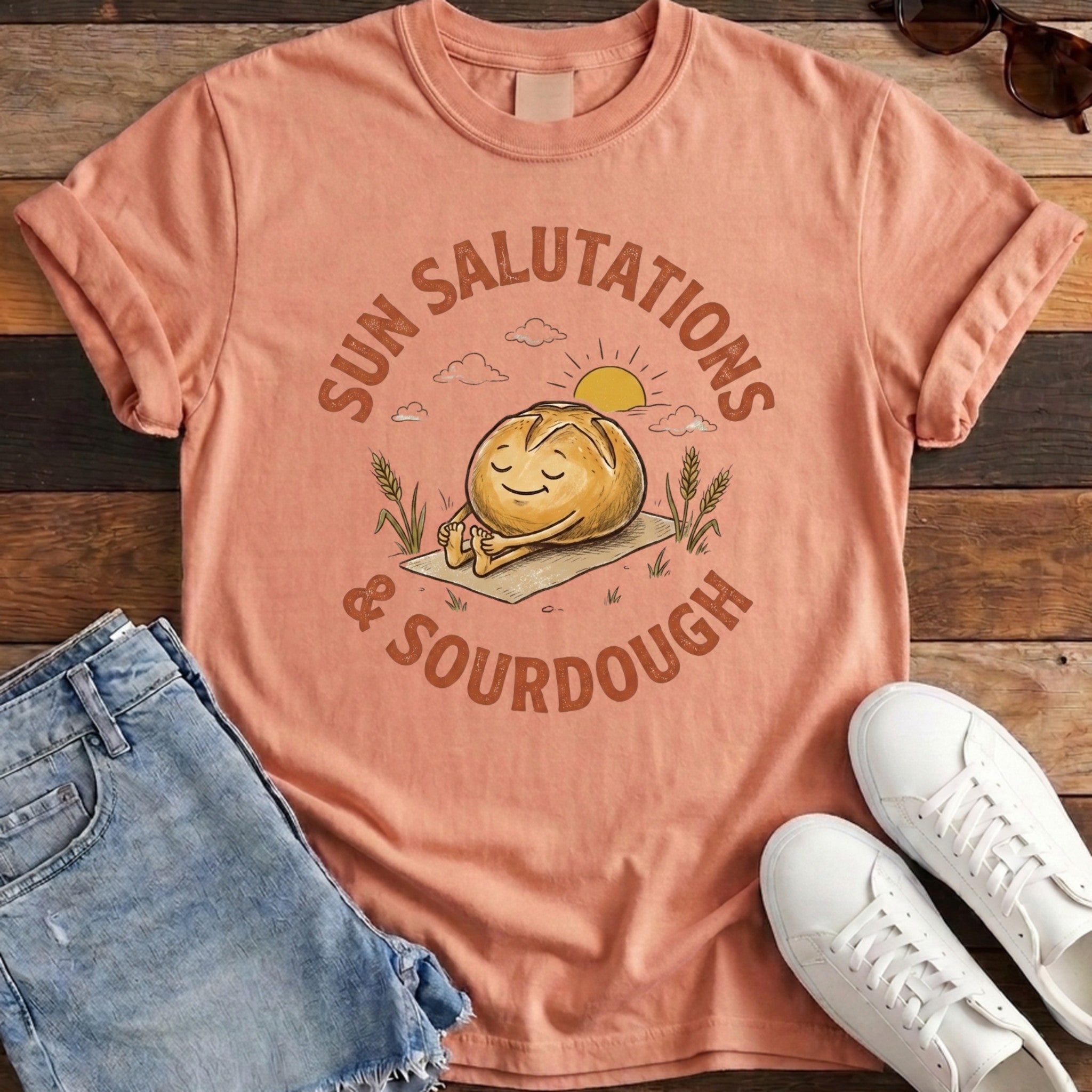 Sun Salutations Sourdough Tee - Terracotta