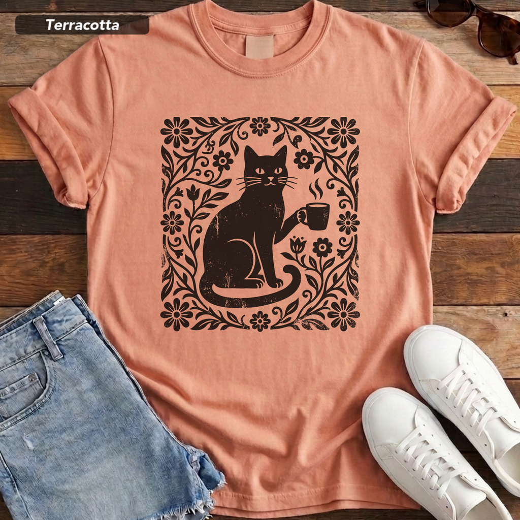 Floral Feline Vintage Tee