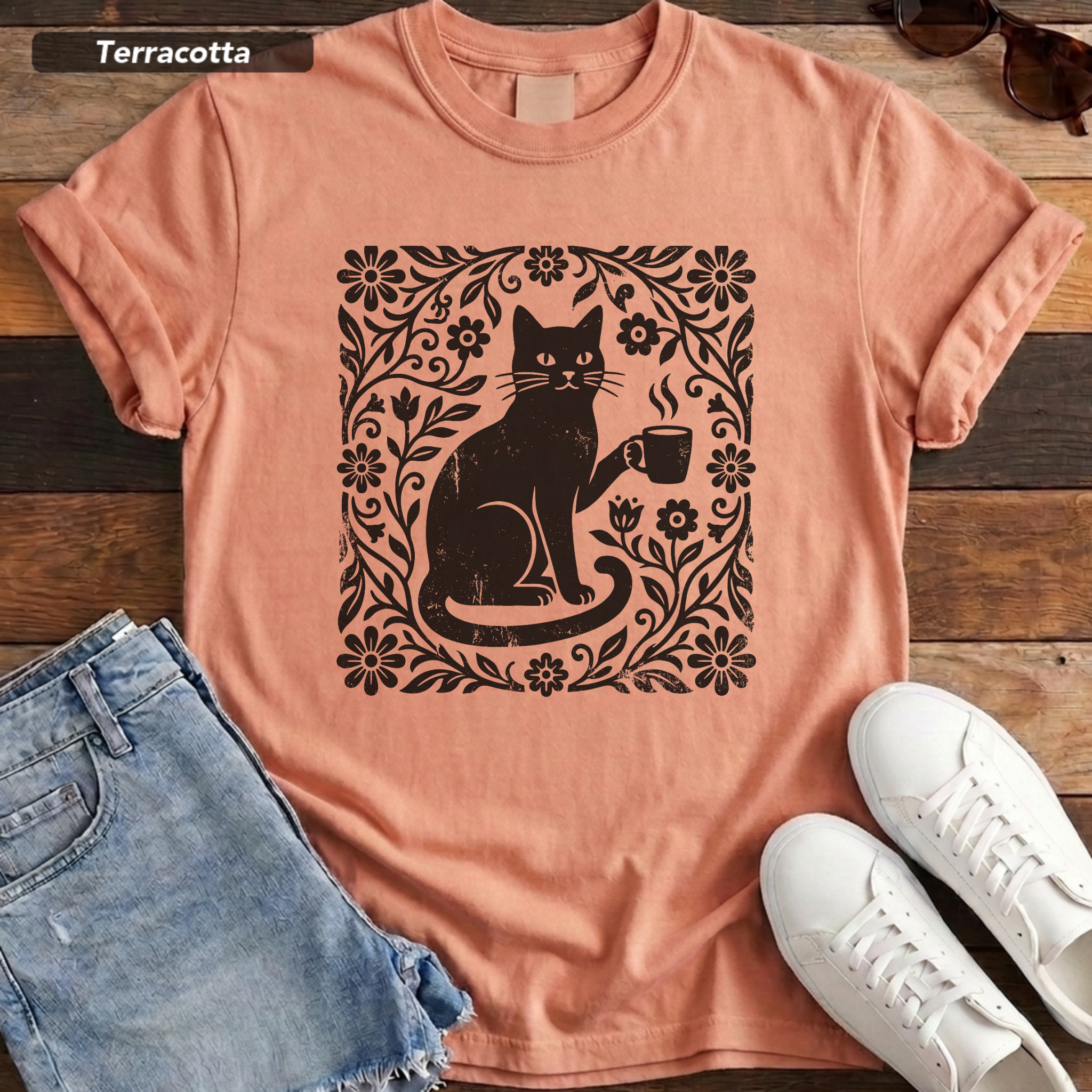 Floral Feline Vintage Tee