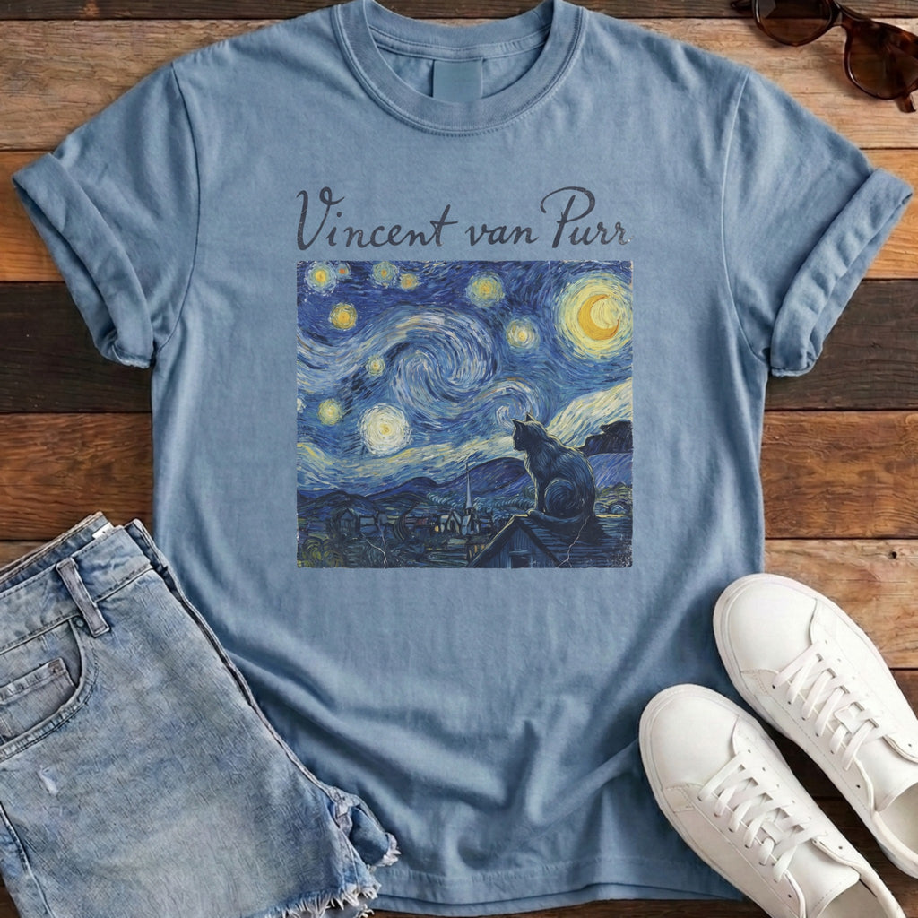 Vincent van Purr Tee - Washed Denim