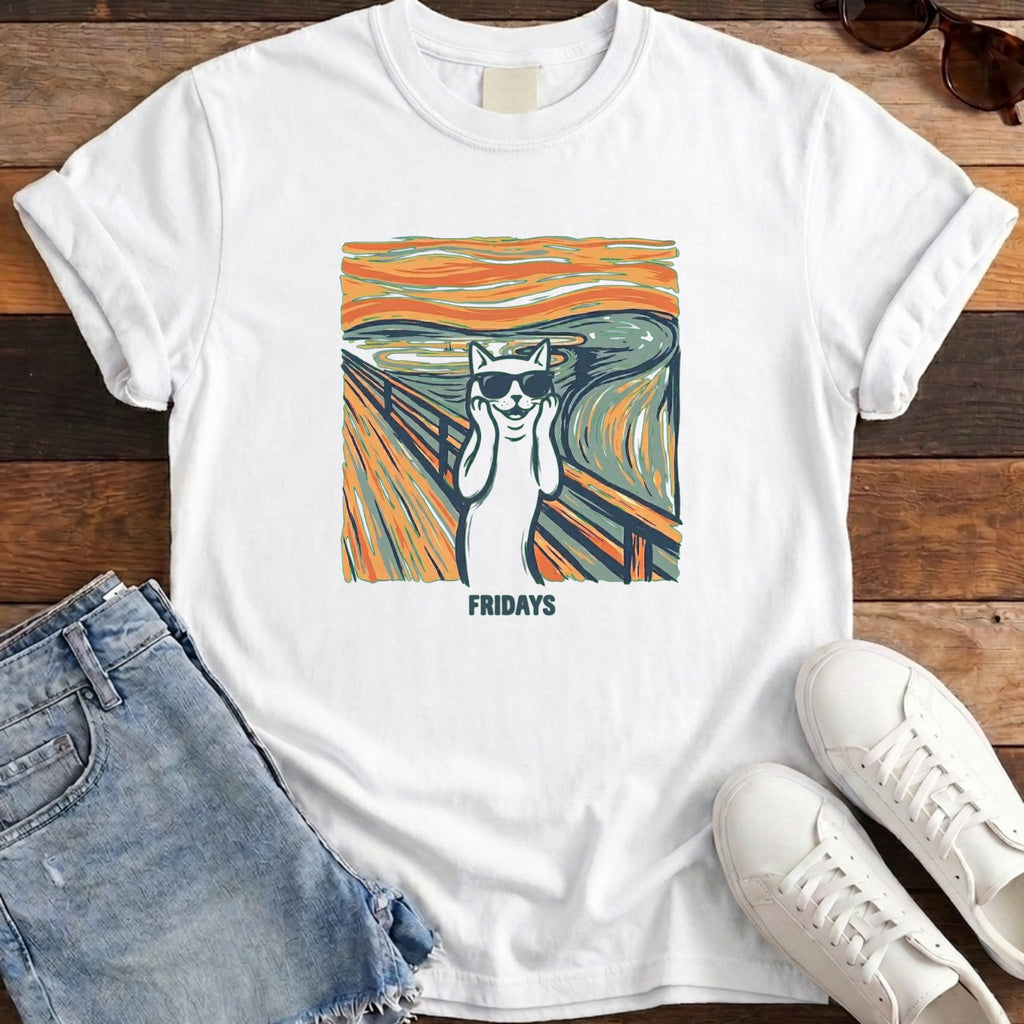 Fridays Cat Tee - White