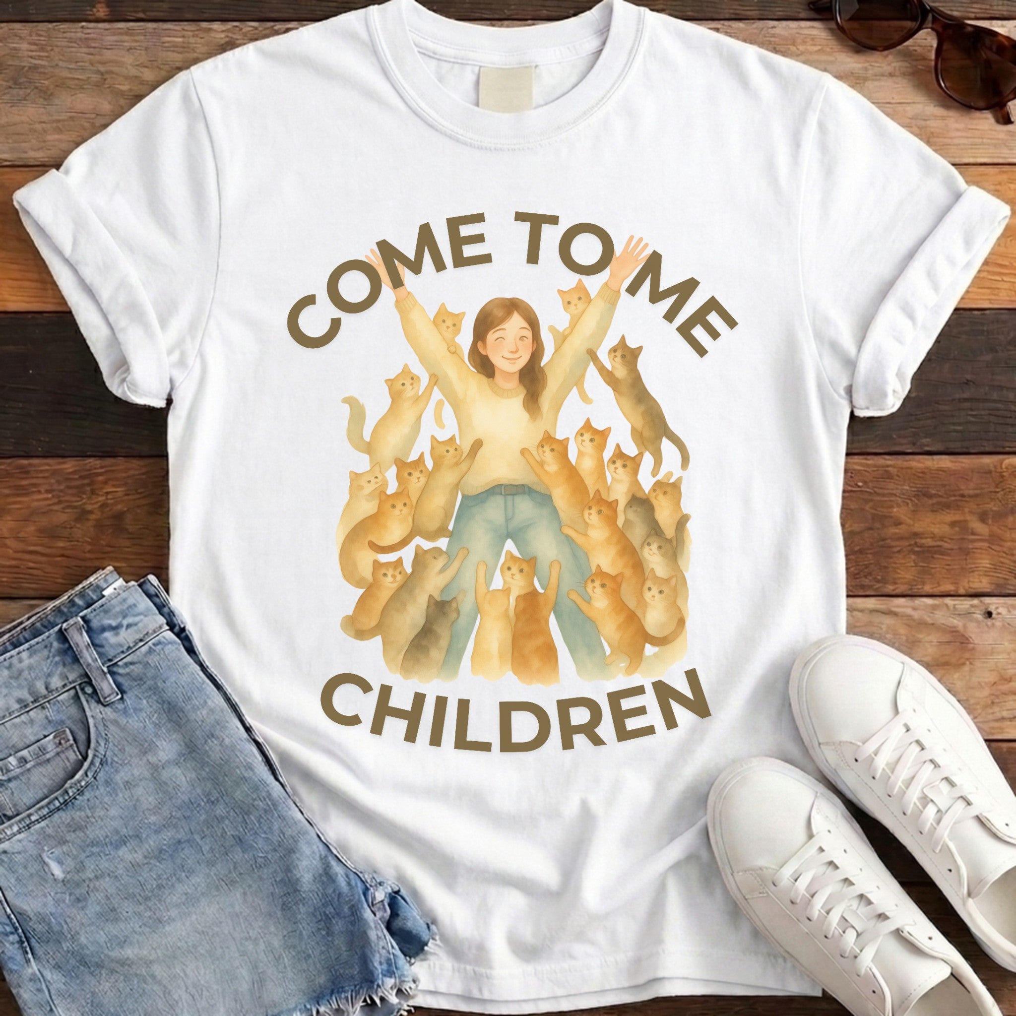 My Children Cat Tee - White