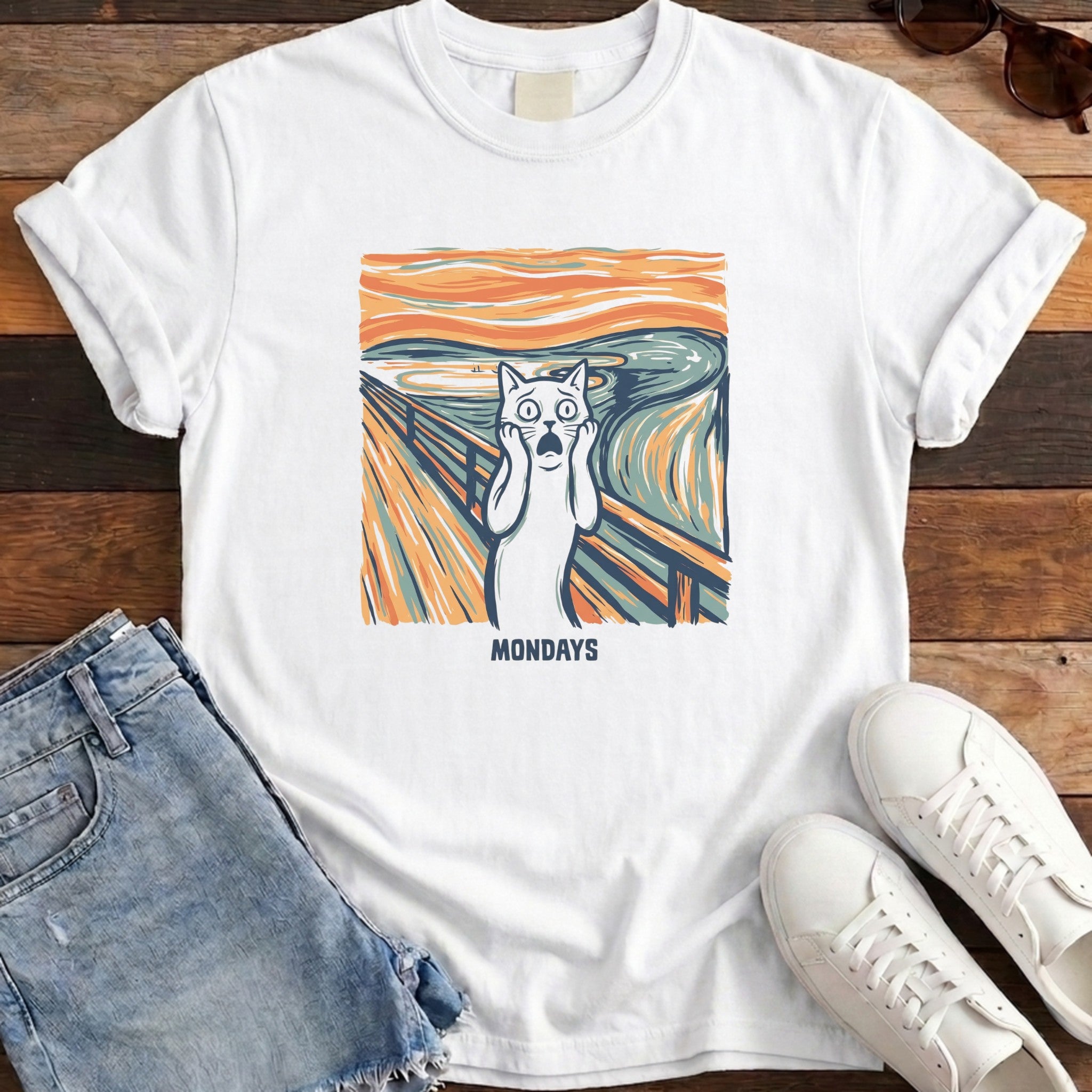 Mondays Artistic Cat Tee
